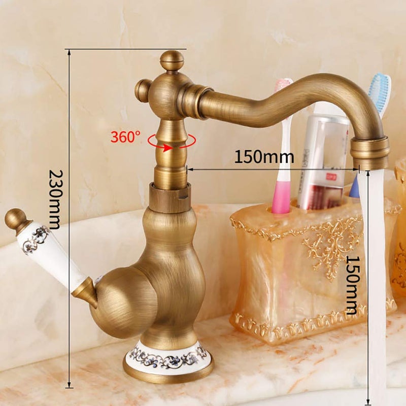 Lightinthebox Antique Bar/Prep Deck Mounted Rotatable with Ceramic Valve Single Handle One Hole for Antique Brass Kitchen Faucet - Image 4